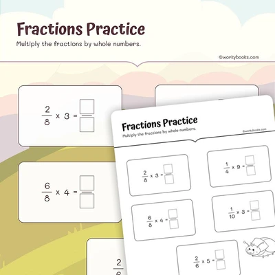Multiply Fractions by Whole Numbers - worksheet educational content
