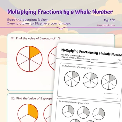 Multiplying Fractions by a Whole Number - worksheet educational content