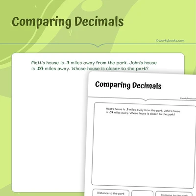 Comparing Decimals - Word Problem - worksheet educational content