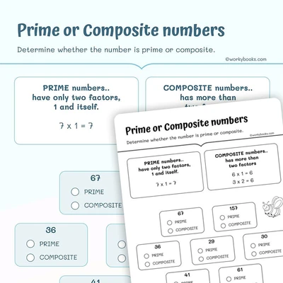 Prime or Composite Numbers - worksheet educational content