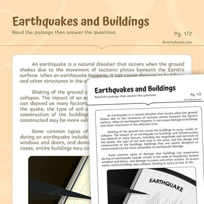 Earthquake and buildings - worksheet educational content