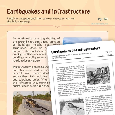 Earthquakes and Infrastructure - worksheet educational content