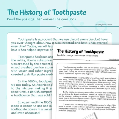 Informational Text —The History of Toothpaste - worksheet educational content