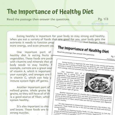 Importance of Healthy Diet - worksheet educational content