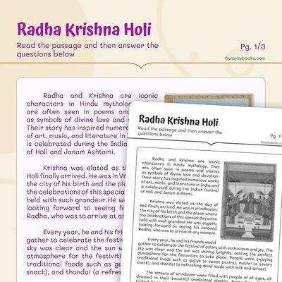 Radha Krishna Holi - worksheet educational content