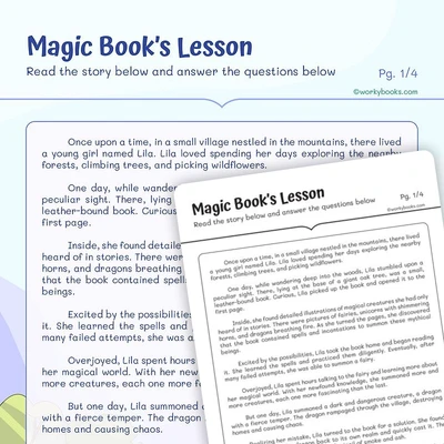 Magic Book’s Lesson —Short Story - worksheet educational content