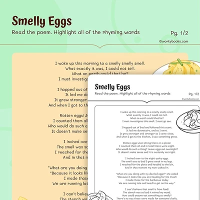Smelly Eggs—Poem - worksheet educational content