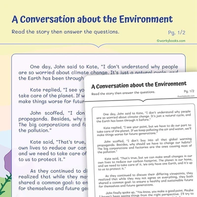 A Conversation on the Environment - worksheet educational content