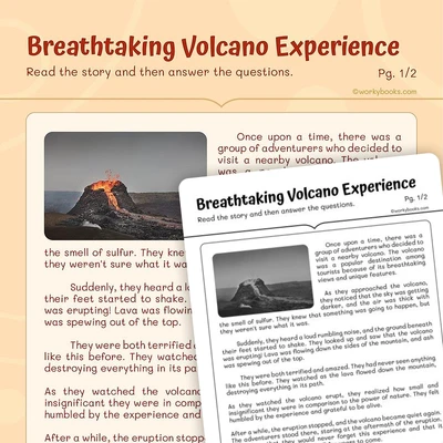 Breathtaking Volcano Experience - worksheet educational content