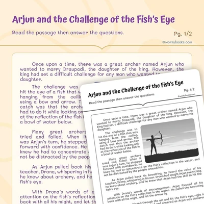 Short Story — Arjun and the Challenge of the Fish's Eye - worksheet educational content