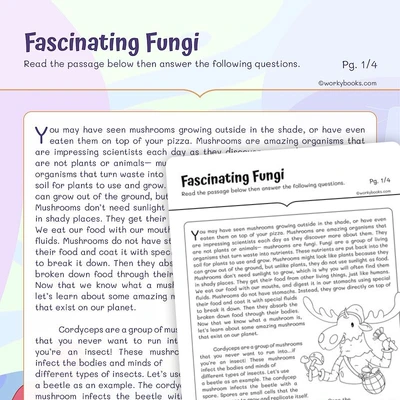Informational Text — Fascinating Fungi - worksheet educational content