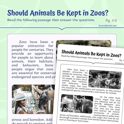 Should Animals Be Kept in Zoos? - worksheet educational content