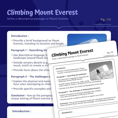 Climbing Mount Everest—Narrative Writing - worksheet educational content