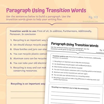 Paragraph Using Transition Words - worksheet educational content