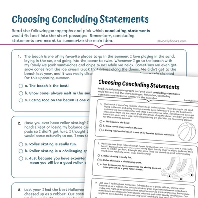 Choosing Concluding Statements - worksheet educational content