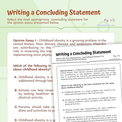Writing a Concluding Statement - worksheet educational content