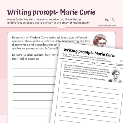 Writing Prompt on Marie Curie - worksheet educational content