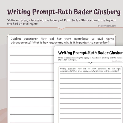 Writing Prompt on Ruth Bader Ginsburg - worksheet educational content