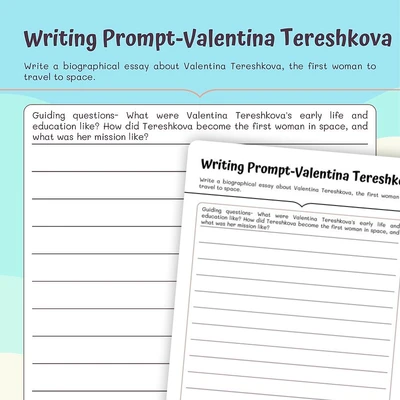 Writing Prompt on Valentina Tereshkova - worksheet educational content