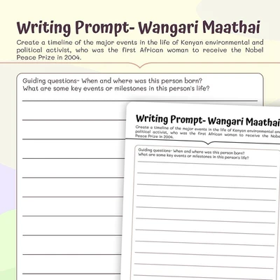 Writing Prompt on Wangari Maathai - worksheet educational content