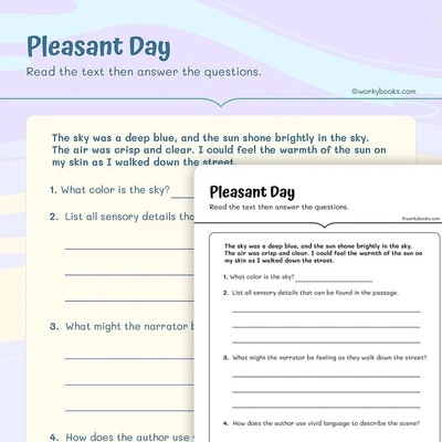 Pleasant Day - worksheet educational content