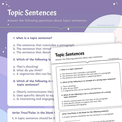 Decoding Topic Sentence - worksheet educational content