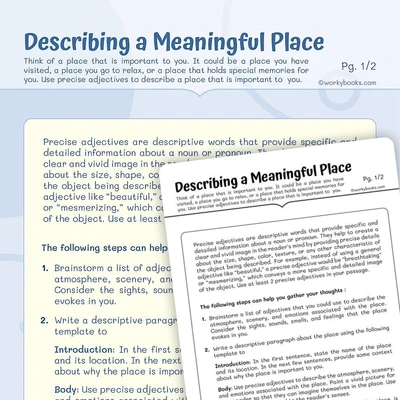 Describing a Meaningful Place - worksheet educational content