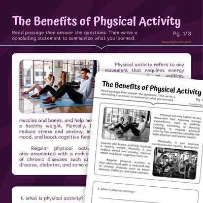 The Benefits of Physical Activity - worksheet educational content