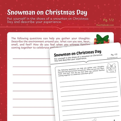 Snowman on Christmas Day - worksheet educational content