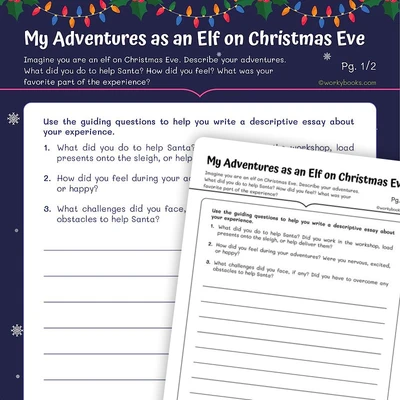 My Adventures as an Elf on Christmas Eve - worksheet educational content