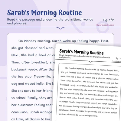 Transitional Words and Phrases - worksheet educational content