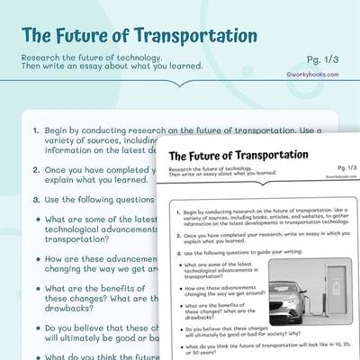 The Future of Transportation - worksheet educational content