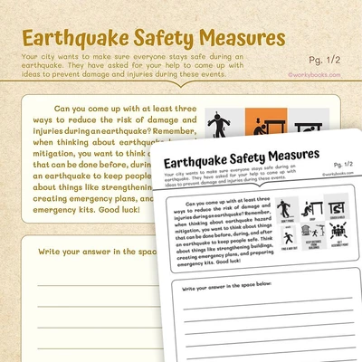 Earthquake Safety Measures - worksheet educational content