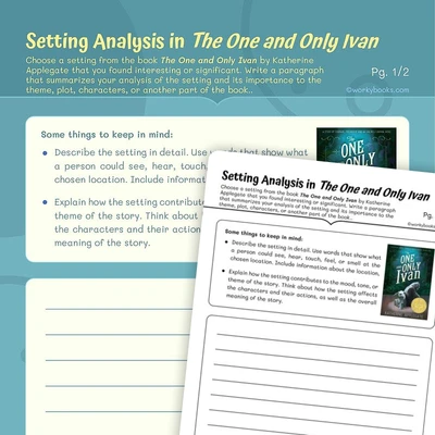 Setting Analysis in "The One and Only Ivan" - worksheet educational content