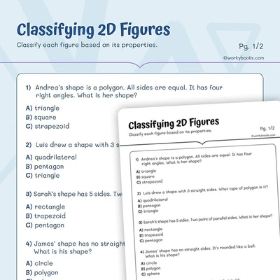 Classifying 2D Figures - worksheet educational content