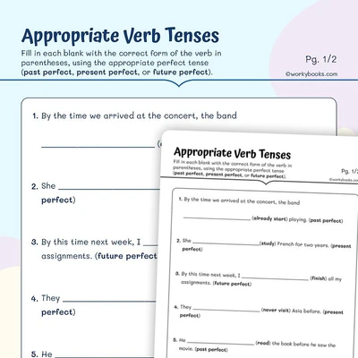 Appropriate Verb Tenses - worksheet educational content