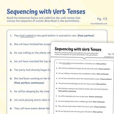 Sequencing with Verb Tenses - worksheet educational content