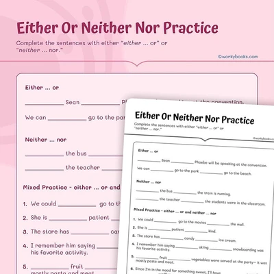 Either...or / Neither...nor - worksheet educational content