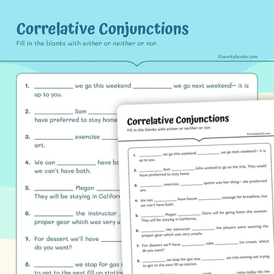 Correlative Conjunctions - worksheet educational content