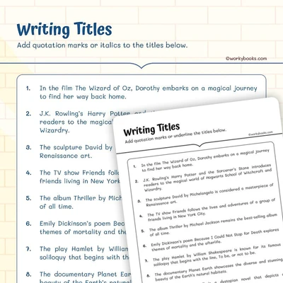 Writing an Effective Title - worksheet educational content