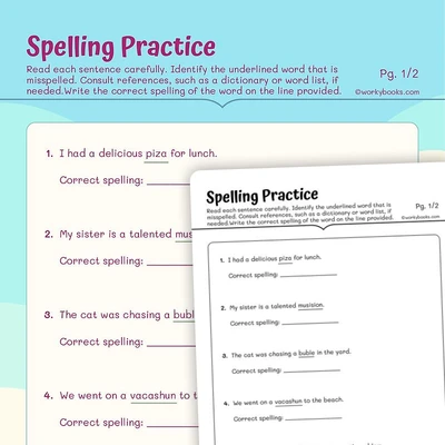 Language Spelling Practice - worksheet educational content
