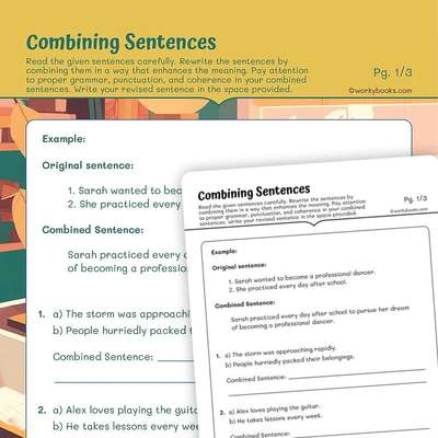 Combining Sentences - worksheet educational content
