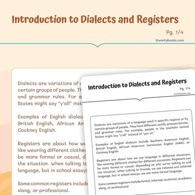 Learning Different Types of Registers - worksheet educational content