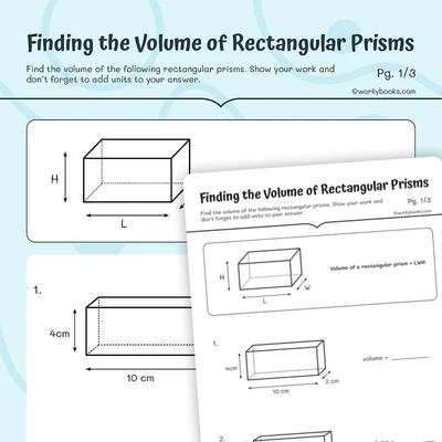Finding the Volume - worksheet educational content