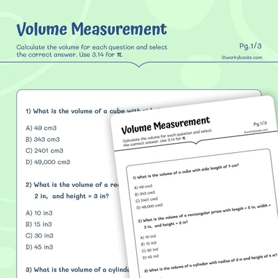Volume of Solid Figures - worksheet educational content