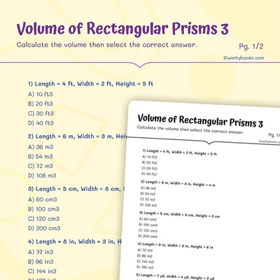 Rectangular Prisms Volume - worksheet educational content