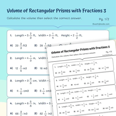 Rectangular Prism with Fractions - worksheet educational content