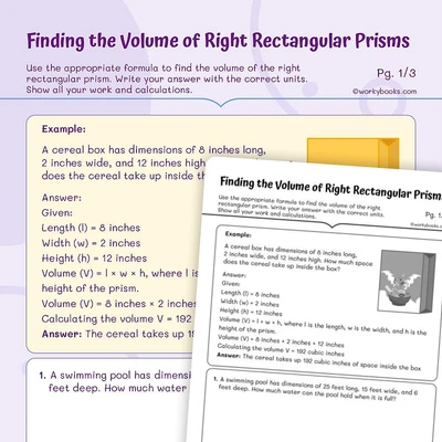 Volume of Rectangular Prism Word Problems - worksheet educational content