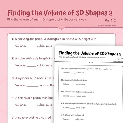 Volume of 3D Shapes - worksheet educational content