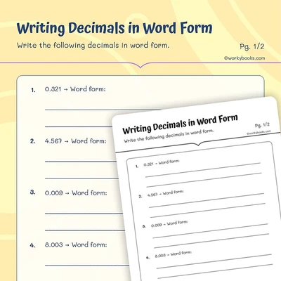 Writing Decimals in Word Form - worksheet educational content